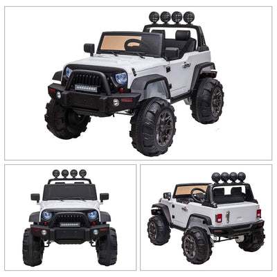 TOBBI 12V Battery Powered 2 Speed Jeep Wrangler Ride On Toy, White (Open Box)
