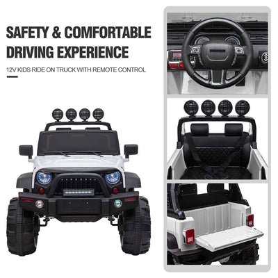 TOBBI 12V Battery Powered 2 Speed Jeep Wrangler Ride On Toy, White (Open Box)