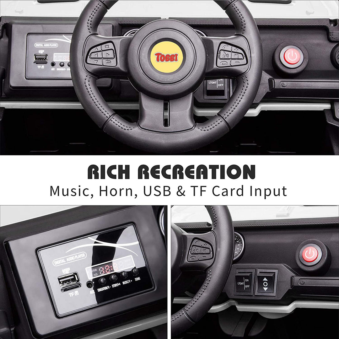 TOBBI 12V Electric Remote Kids Toy Fun Vehicle Ride On Truck, White (For Parts)