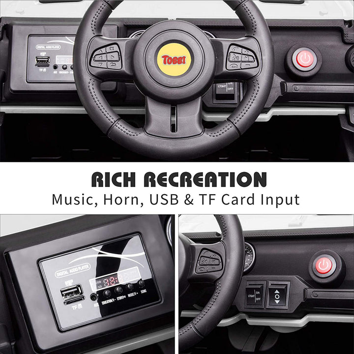 TOBBI 12V Electric Remote Kids Toy Fun Vehicle Ride On Truck, White (For Parts)