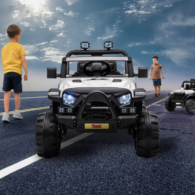 TOBBI 12 Volt Electric Remote Kids Toy Fun Vehicle Ride On Truck, White (Used) - VMInnovations