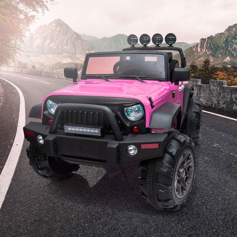 TOBBI 12V Kids Battery Powered Jeep Wrangler Ride On Toy, Pink (Open Box)