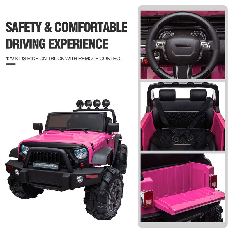 TOBBI 12V Kids Battery Powered Jeep Wrangler Ride On Toy, Pink (Open Box)
