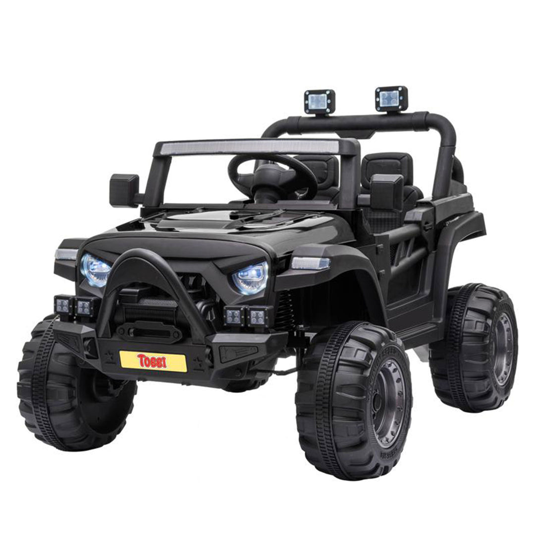 TOBBI 12V Kids Electric Ride On 3 Speed Toy SUV Truck Car, Black (Open Box)