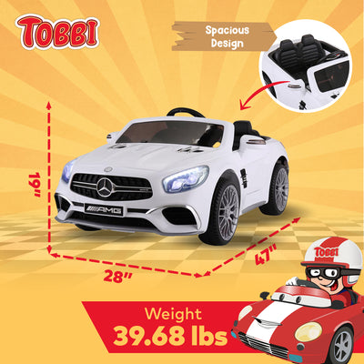 TOBBI Kids Battery Ride On Toy Mercedes Benz Car w/ Remote, White (Open Box) - VMInnovations