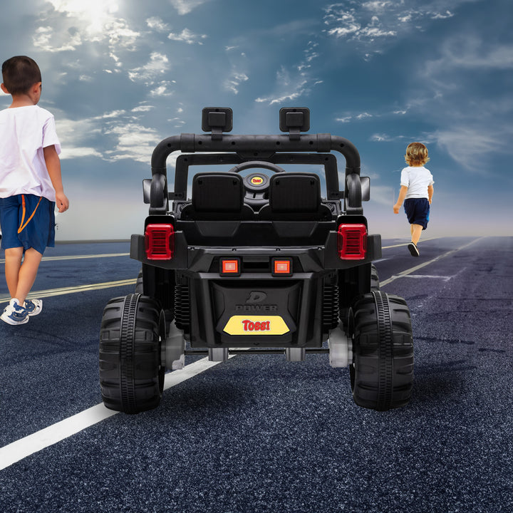 TOBBI 12V Kids Electric Ride On 3 Speed Toy SUV Truck Car, Black (Open Box)