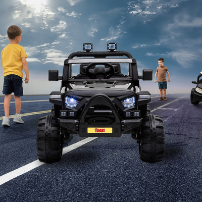 TOBBI 12V Kids Electric Ride On 3 Speed Toy SUV Truck Car, Black (Open Box) - VMInnovations