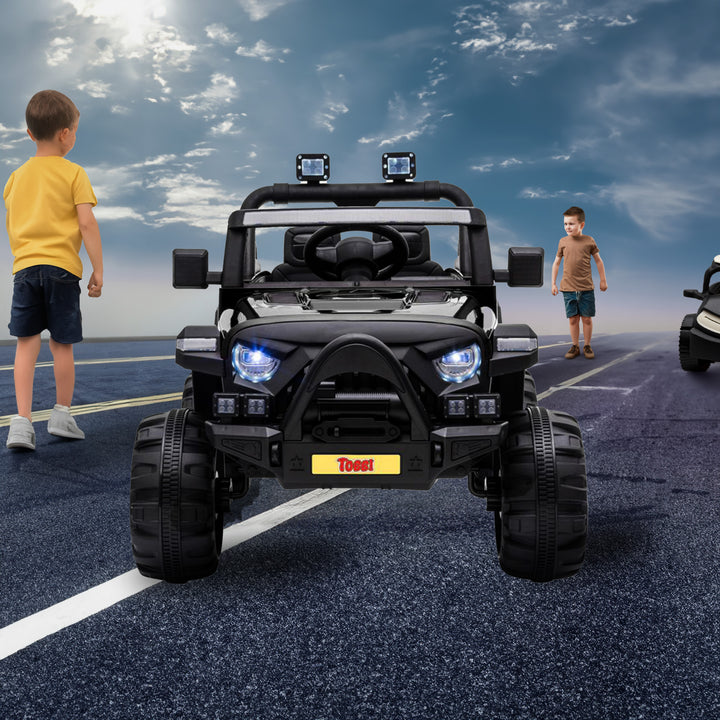 TOBBI 12V Kids Electric Ride On 3 Speed Toy SUV Truck Car, Black (Open Box)