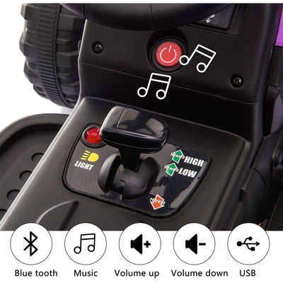 TOBBI 12V Kids Electric Battery-Powered Ride On Toy Tractor w/ Trailer, Purple - VMInnovations