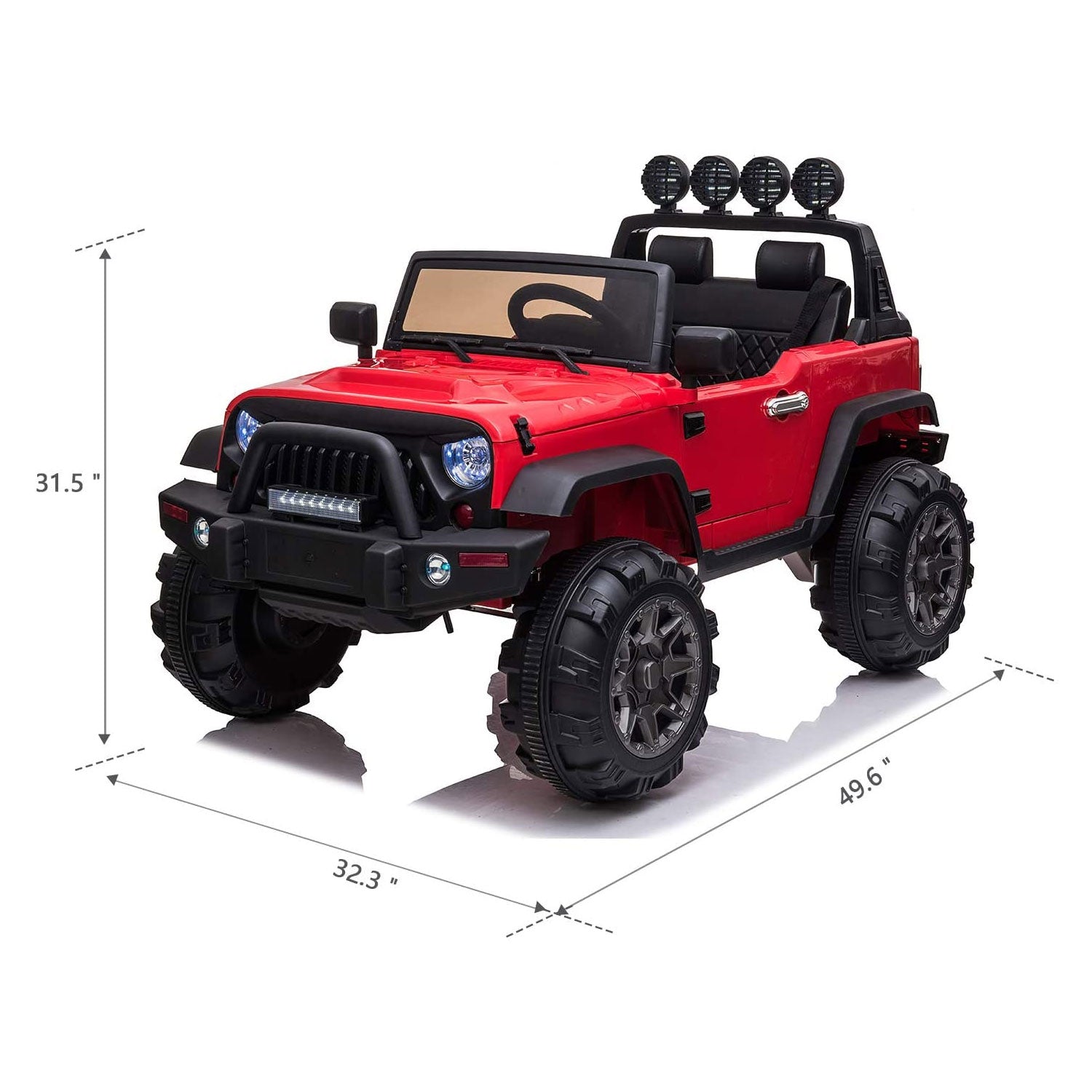 TOBBI 12V Kids Electric Battery Powered 2 Speed Jeep Wrangler Ride On Toy, Red - VMInnovations