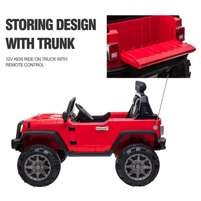 TOBBI 12V Kids Electric Battery Powered 2 Speed Open Top SUV Ride On Toy, Red