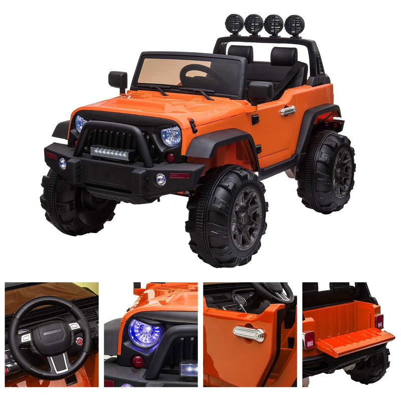 TOBBI 12V Kids Electric Battery Powered 2 Speed Open Top SUV Ride On Toy Orange