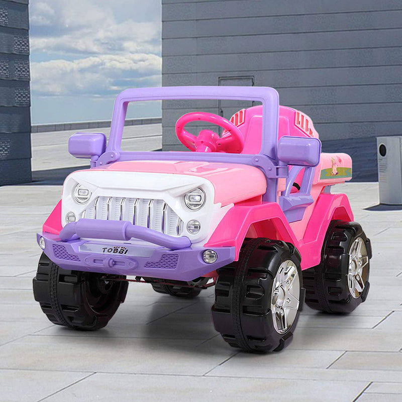 TOBBI 12 V Button Start Remote Control Kids Toy Fun Vehicle Ride On Truck, Pink - VMInnovations