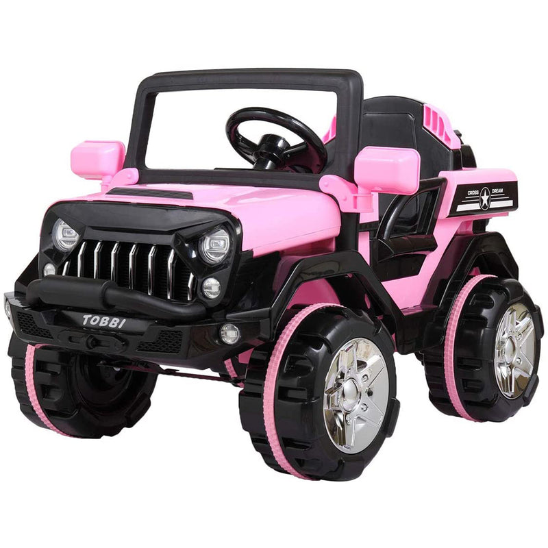 TOBBI 12 V Button Start Remote Control Kids Vehicle Ride On Truck, Pink & Black