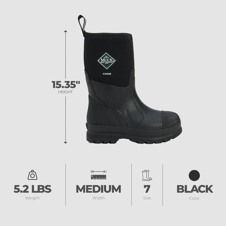The Original Muck Boot Company Men's Size 7 Waterproof Neoprene Mid Chore Boots