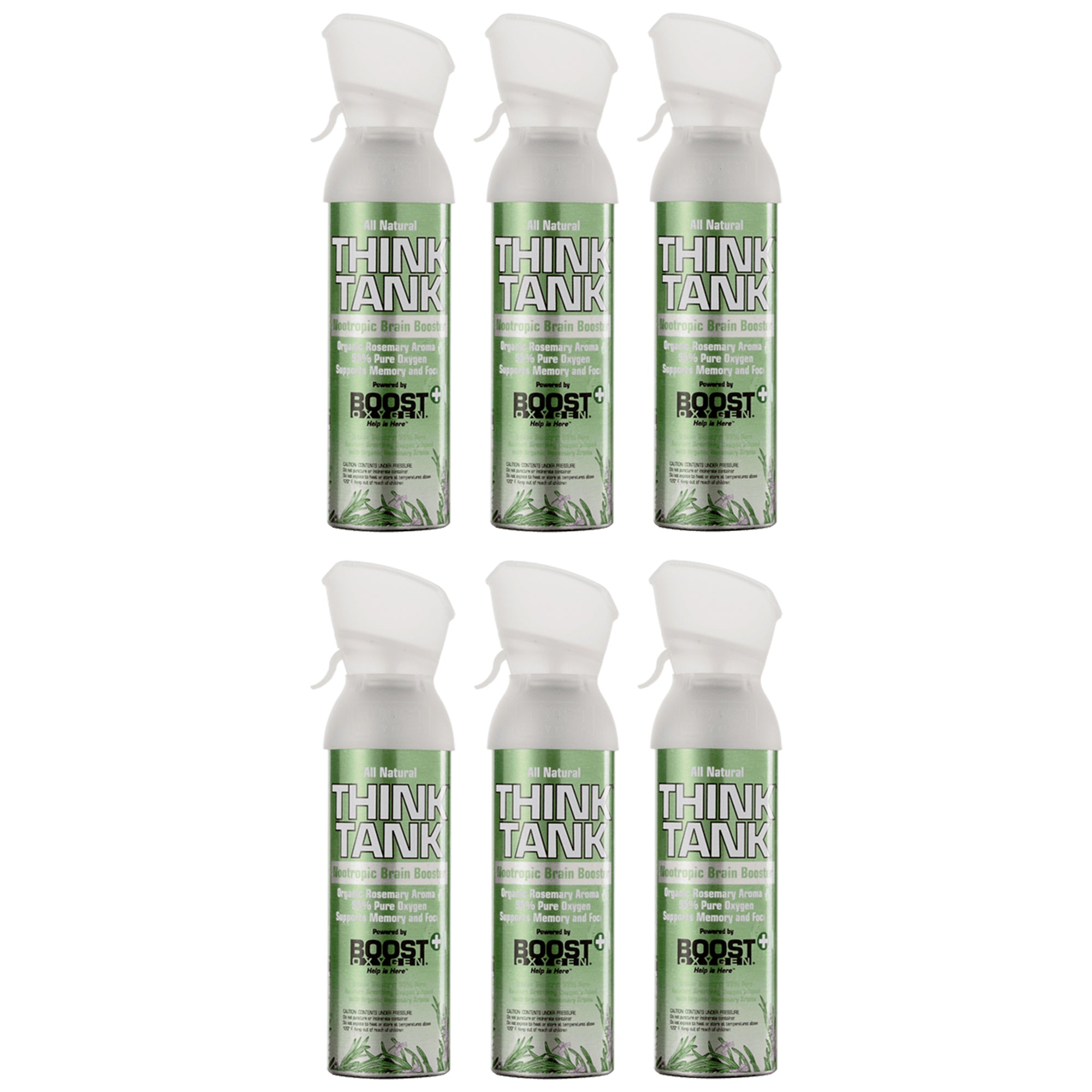 Boost Oxygen Think Tank All Natural Rosemary Aroma Inhalable Nootropic (6 Pack)