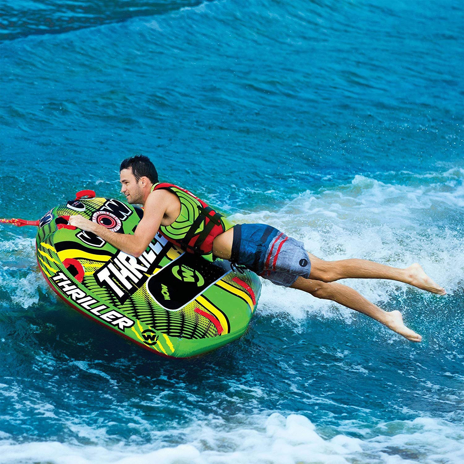 WOW Watersports Thriller Inflatable 1-Person Water Boating Deck Tube (Open Box)