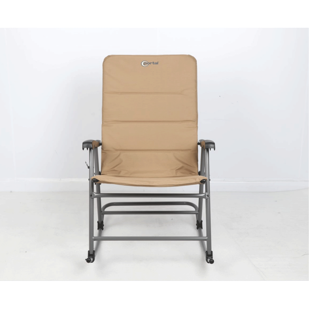 Portal Outdoor Portable Folding Camping Rocking Chair Recliner, Tan (2 Pack)