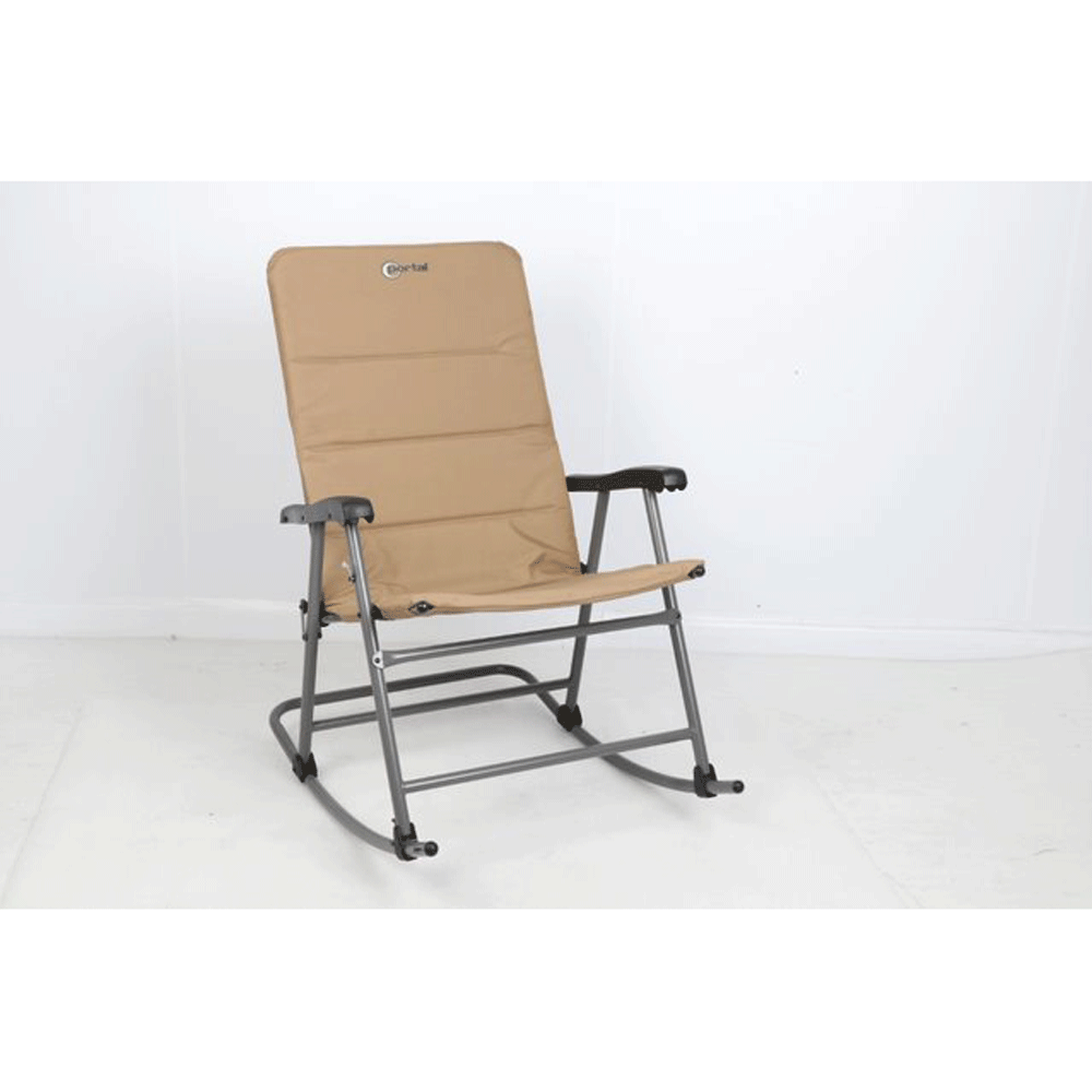 Portal Outdoor Portable Folding Camping Rocking Chair Recliner, Tan (2 Pack)