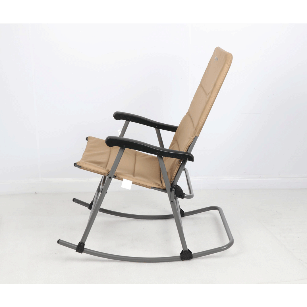 Portal Outdoor Portable Folding Camping Rocking Chair Recliner, Tan (2 Pack)