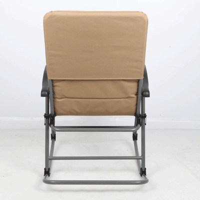 Portal Outdoor Portable Flat Folding Camping Rocking Chair Recliner, Tan (Used)