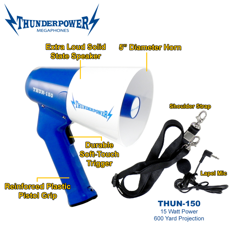 ThunderPower 600 Yard Range Portable PA Bullhorn Megaphone Speaker (Open Box)