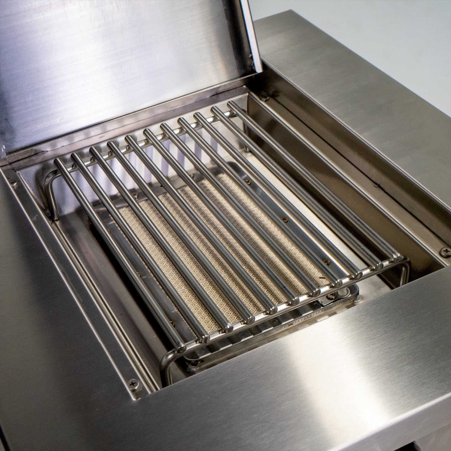 TYTUS Ash Stacked Stone Liquid Propane 4 Burner Stainless Steel Grill Island - VMInnovations
