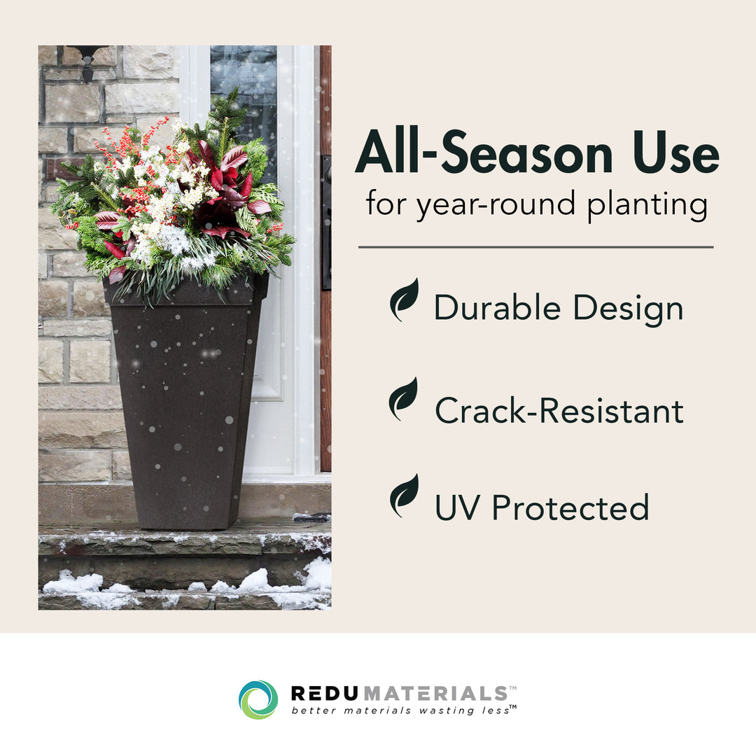 Tierra Verde Symphony Self Watering Square Planter, 15"W x 28"H, Black