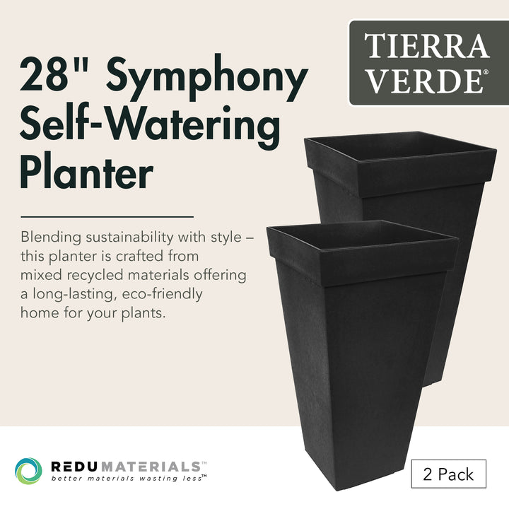 Tierra Verde 2pk Self Watering Planter, Symphony, 15"W x 28"H (Used)