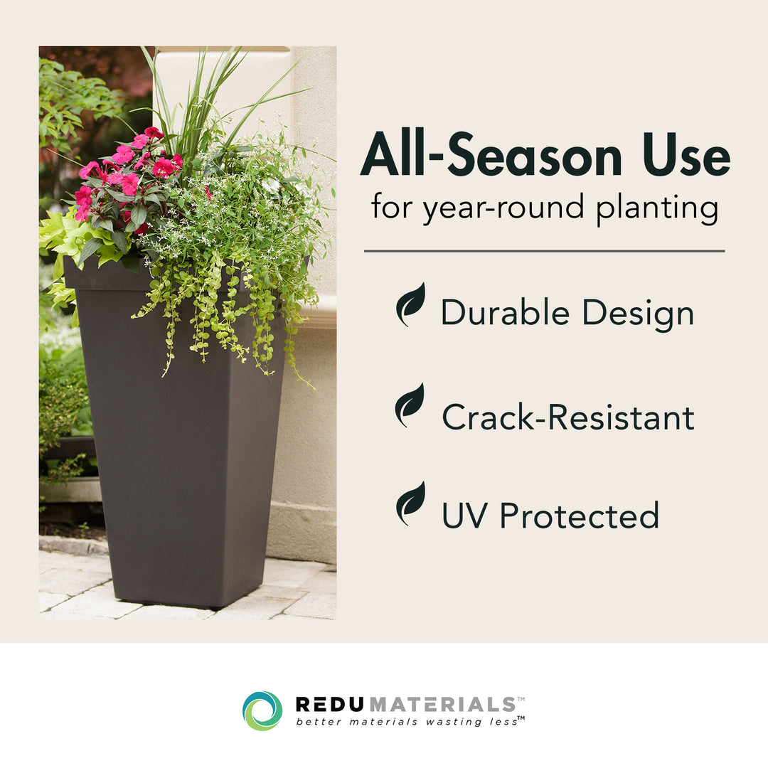 Tierra Verde 2 Pack Indoor Outdoor Self Watering Planter, Symphony, 15"W x 28"H