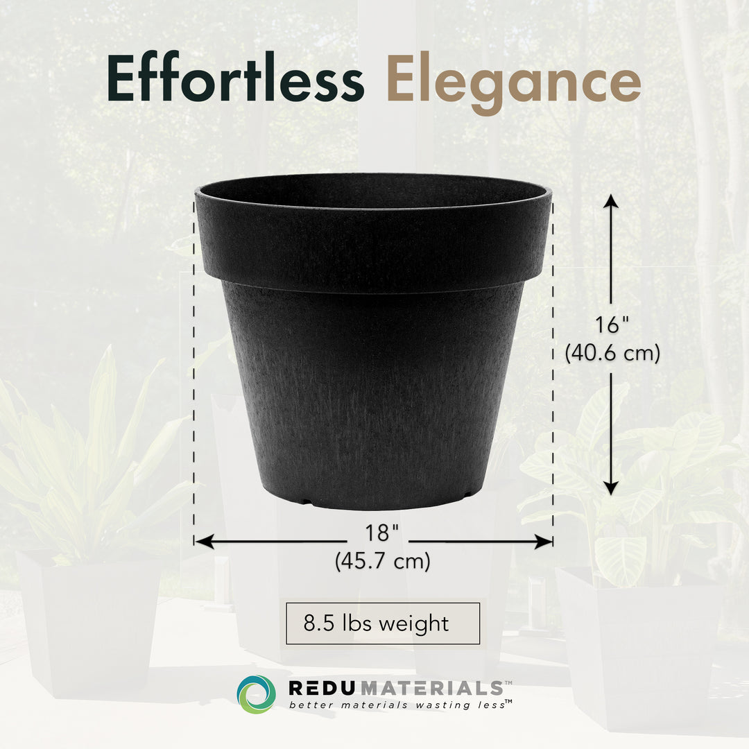 Tierra Verde Baritone Planter, Indoor Outdoor Self Watering Pot, 18"W x 16"H