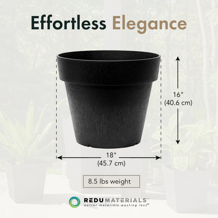 Tierra Verde Baritone Planter, Indoor Outdoor Self Watering Pot, 18"W x 16"H