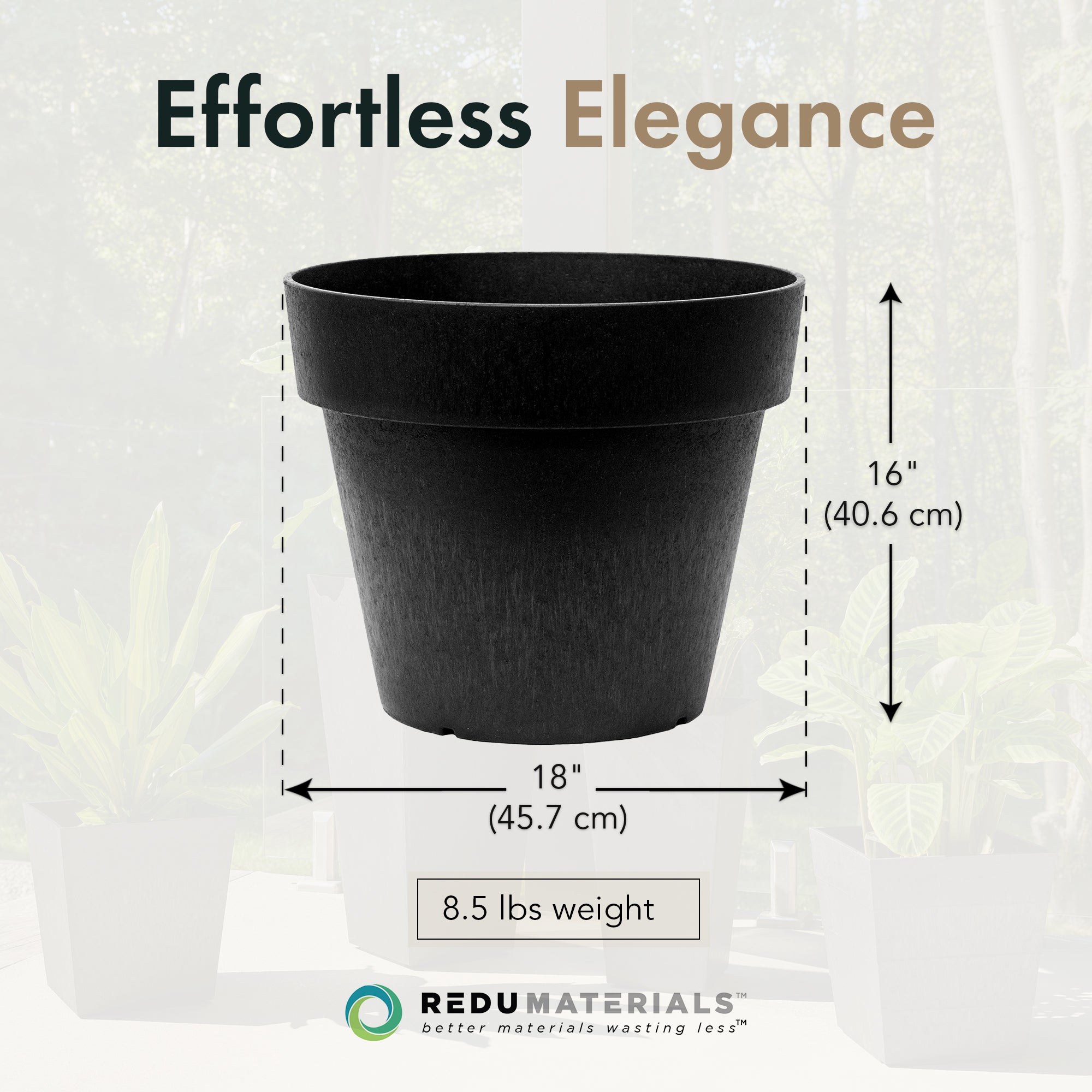 Tierra Verde Baritone Planter, Indoor Outdoor Self Watering Pot, 18"W x 16"H - VMInnovations