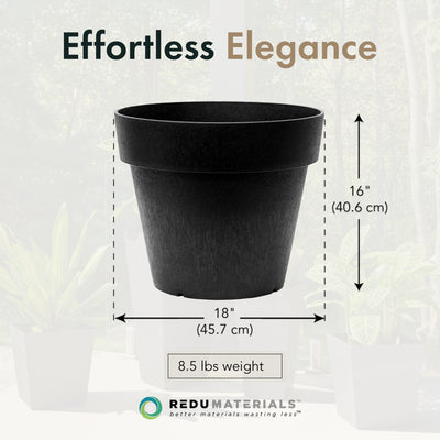 Tierra Verde Baritone Planter, Indoor Outdoor Self Watering Pot, 18"W x 16"H - VMInnovations