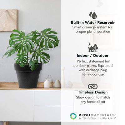 Tierra Verde Baritone Planter, Indoor Outdoor Self Watering Pot, 18"W x 16"H - VMInnovations