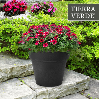 Tierra Verde Baritone Planter, Indoor Outdoor Self Watering Pot, 18"W x 16"H - VMInnovations