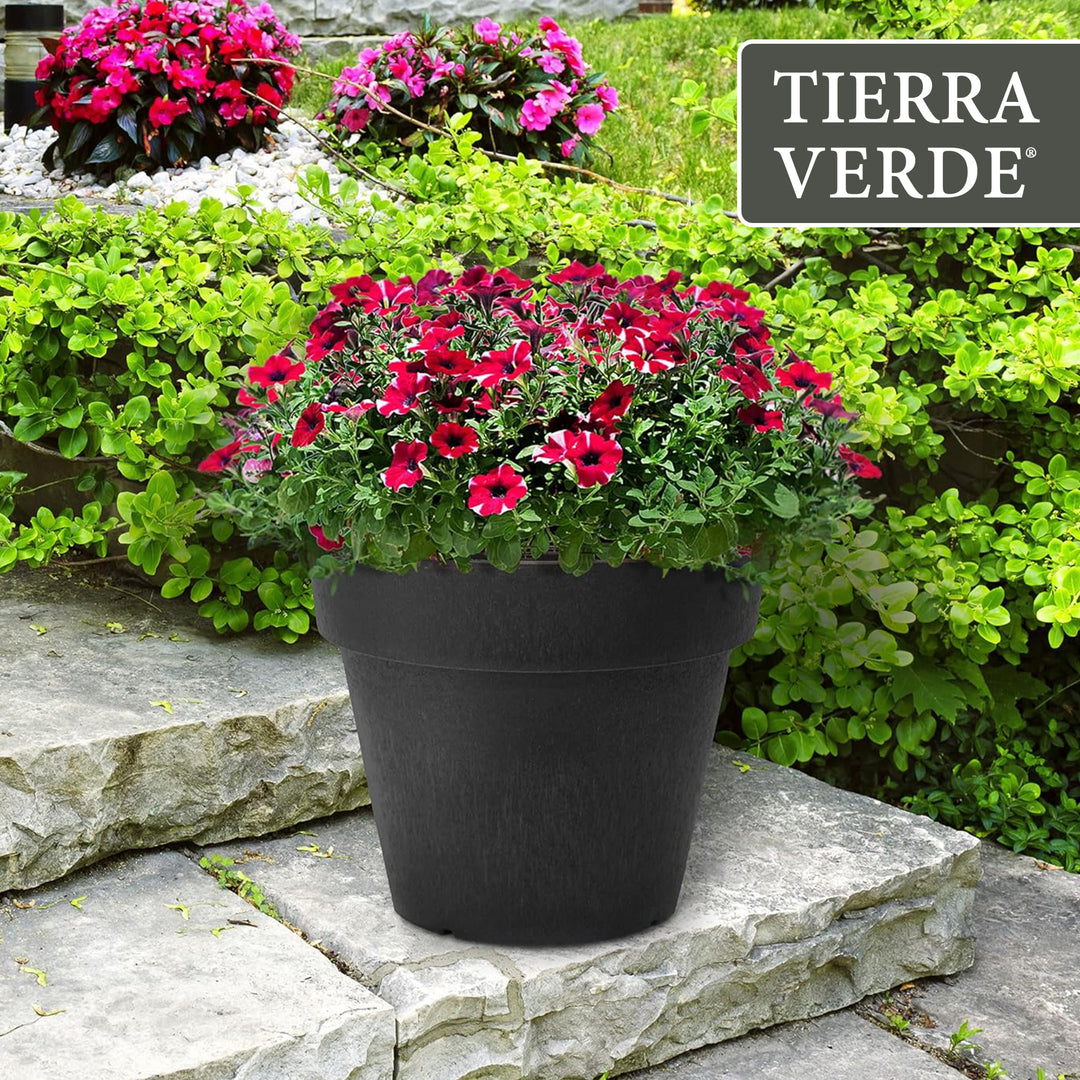 Tierra Verde Baritone Planter, Indoor Outdoor Self Watering Pot, 18"W x 16"H