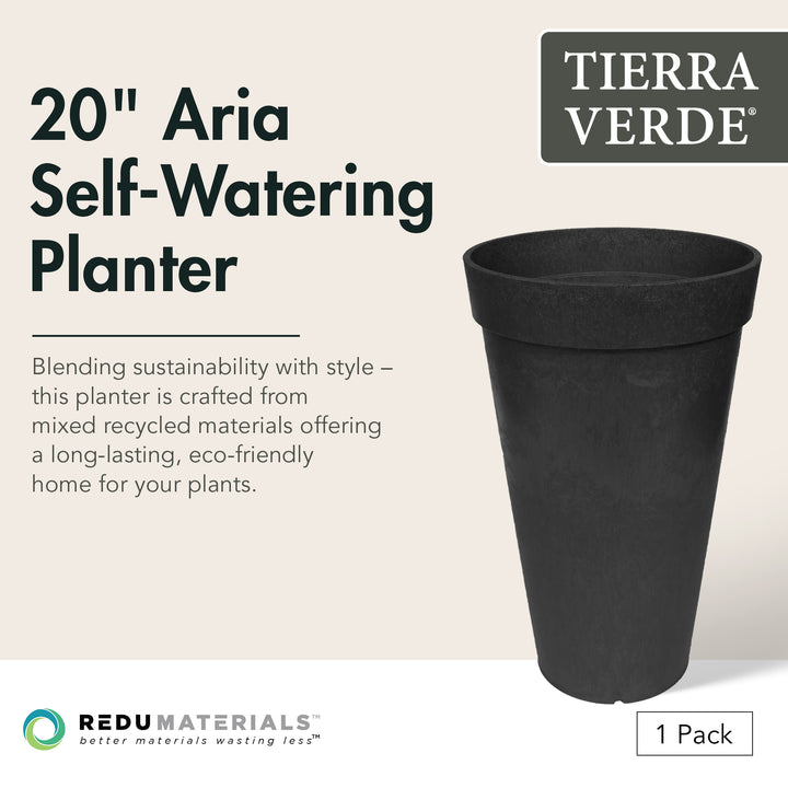 Tierra Verde Aria Indoor Outdoor Self Watering Planter, 12.5"W x 20"H (Open Box)