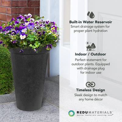Tierra Verde Aria Indoor Outdoor Self Watering Planter, 12.5"W x 20"H (Open Box)