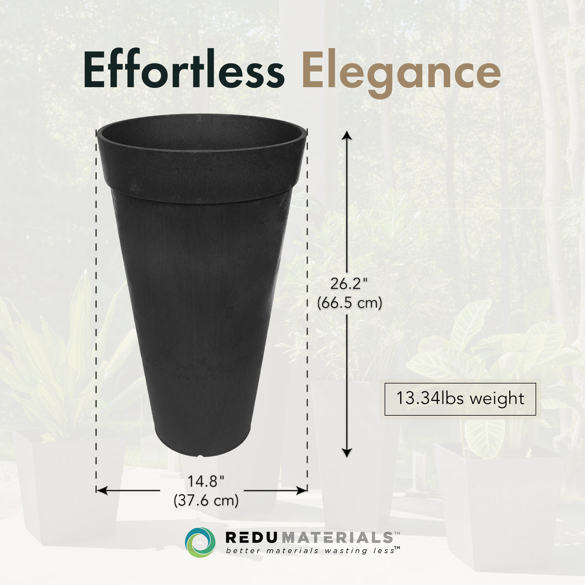 Tierra Verde Aria Indoor Outdoor Self Watering Tall Planter, 15"Wx26"H(Open Box)