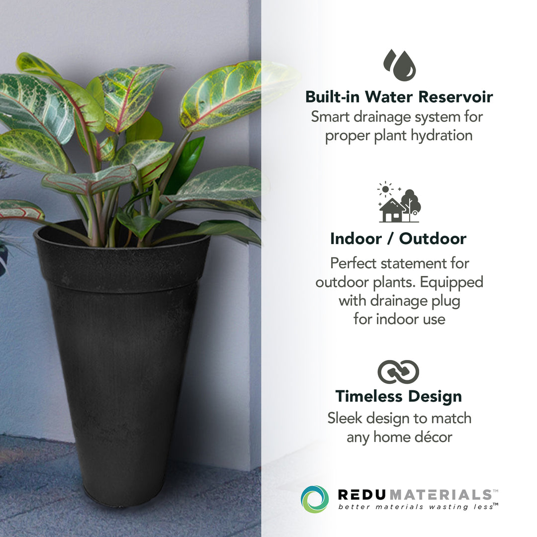Tierra Verde Aria Indoor Outdoor Self Watering Tall Planter, 15"Wx26"H(Open Box)