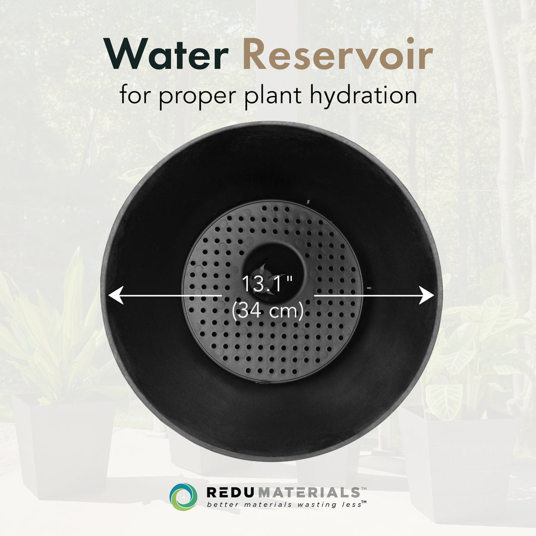 Tierra Verde Indoor Outdoor Self Watering Urn Planter, 14"W x 23"H Black (Used)