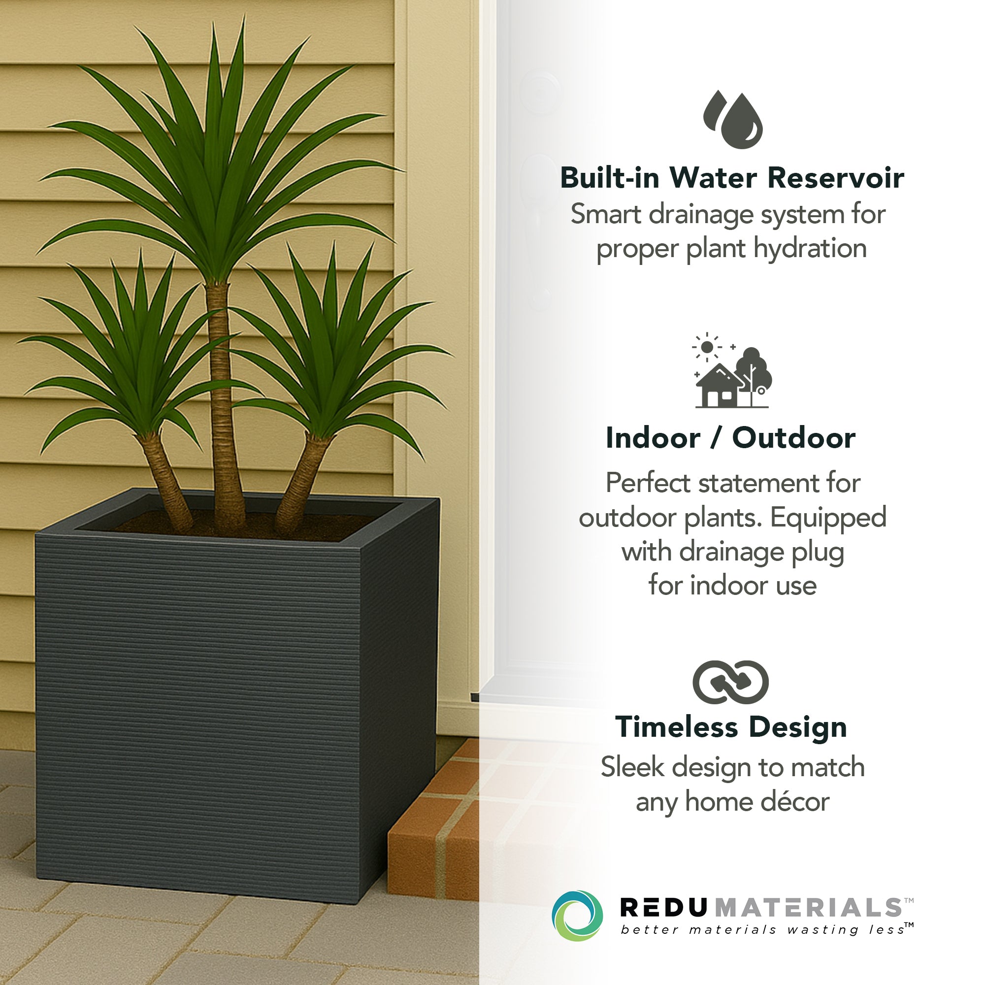 Tierra Verde Citadel Horizon Self Watering Planter, 13.5"W x 14"H (Open Box)