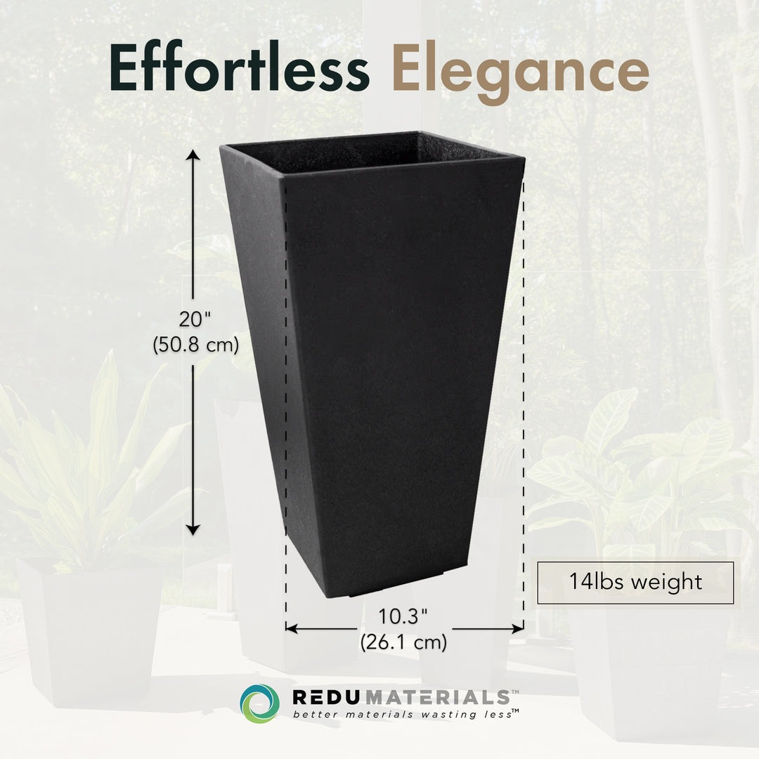 Tierra Verde 2pk Indoor Outdoor 20 Inch Self Watering Planters, Black (Open Box)