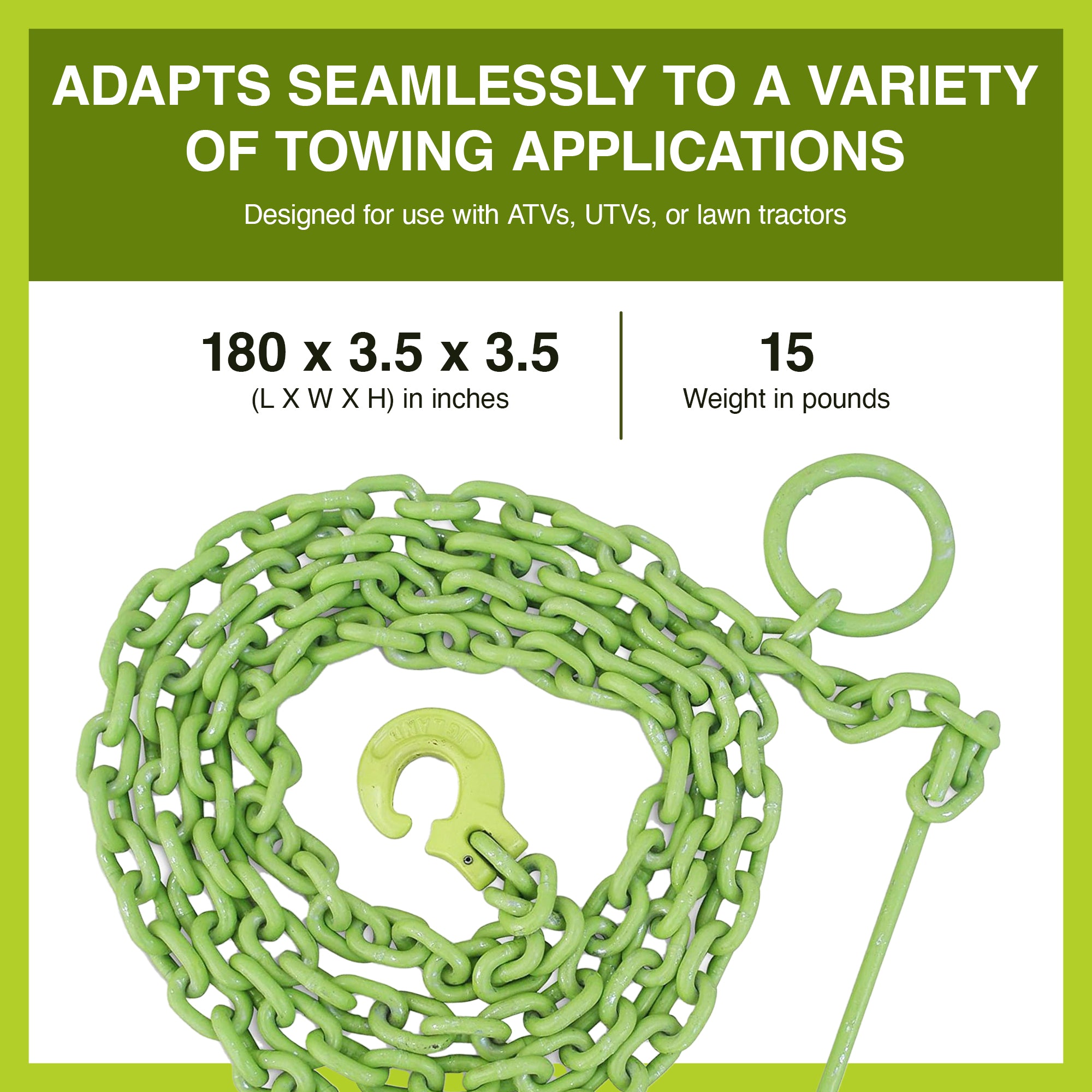 Timber Tuff 15ft Choker Chain w/Probe Stake for ATVs, UTVs, & Tractors(Open Box) - VMInnovations