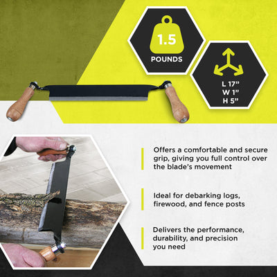 Timber Tuff 8" Straight Draw Shave Tool, Debarking & Woodworking,Black(Open Box) - VMInnovations