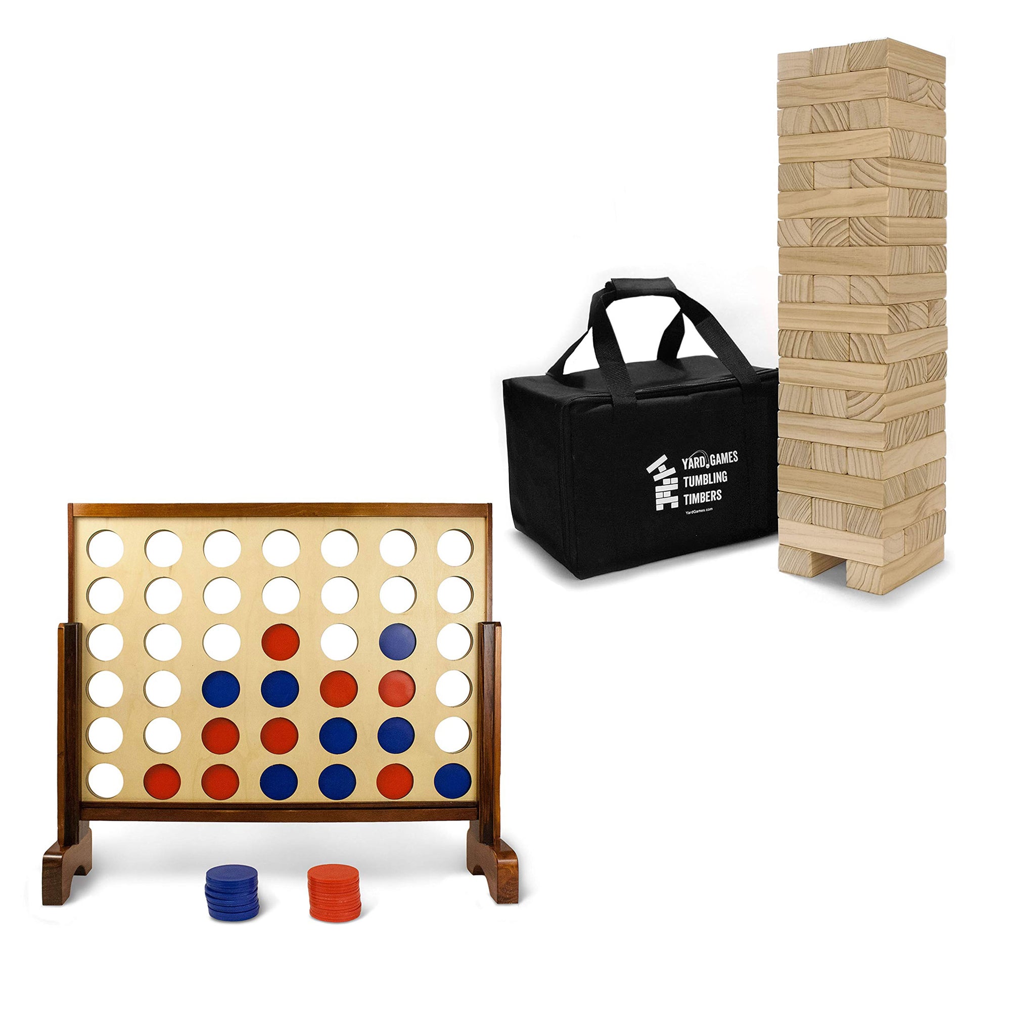 YardGames Large Tumbling Timbers & Giant 4 in a Row Outdoor Game Bundle - VMInnovations