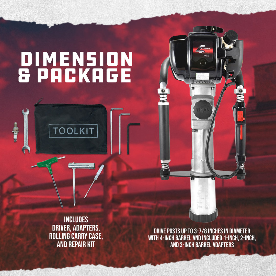 Titan 4 Inch Barrel 1.3 HP Gas Powered Fence Post Driver Pole Pounder (Open Box) - VMInnovations