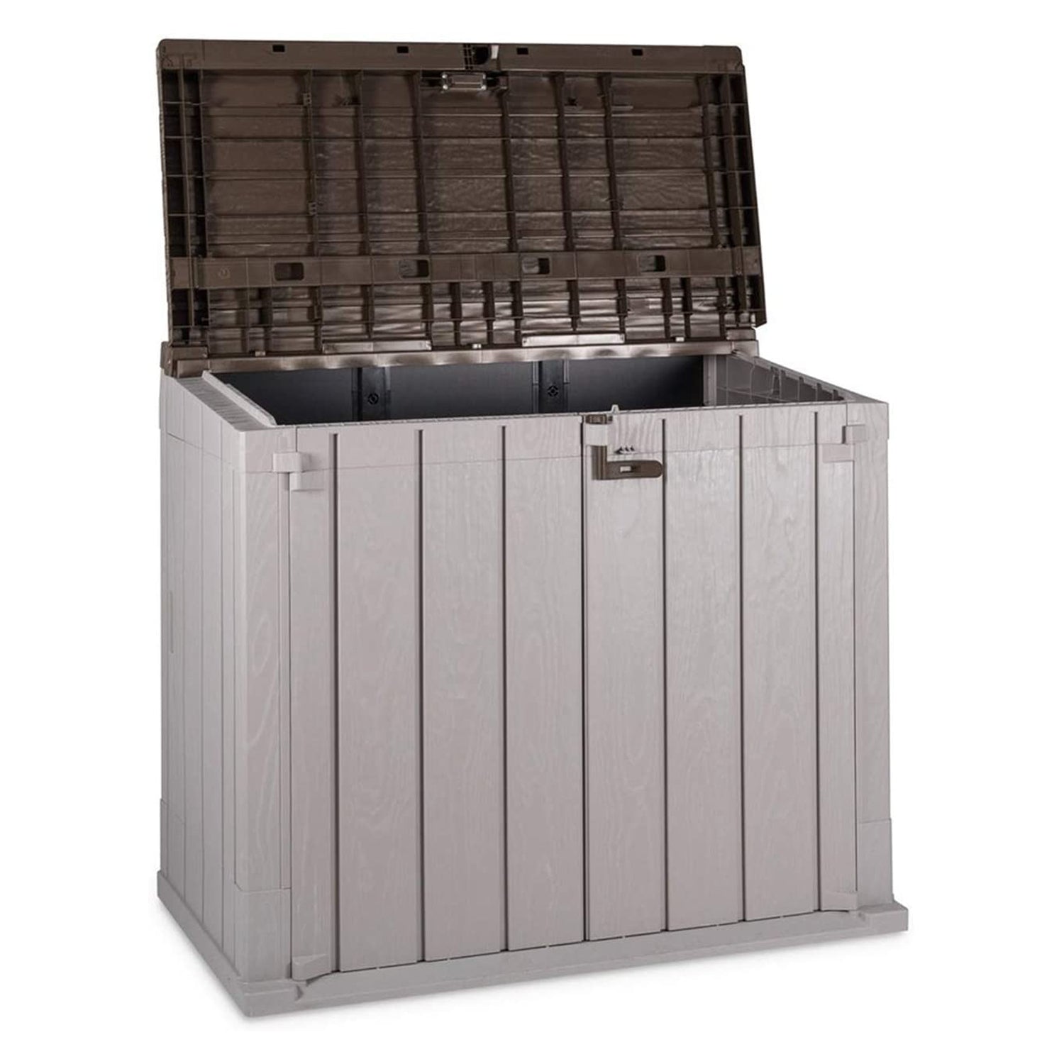 Toomax Stora Way Plastic 2 Door Top Lid Shed Cabinet Taupe Grey Brown (Open Box) - VMInnovations