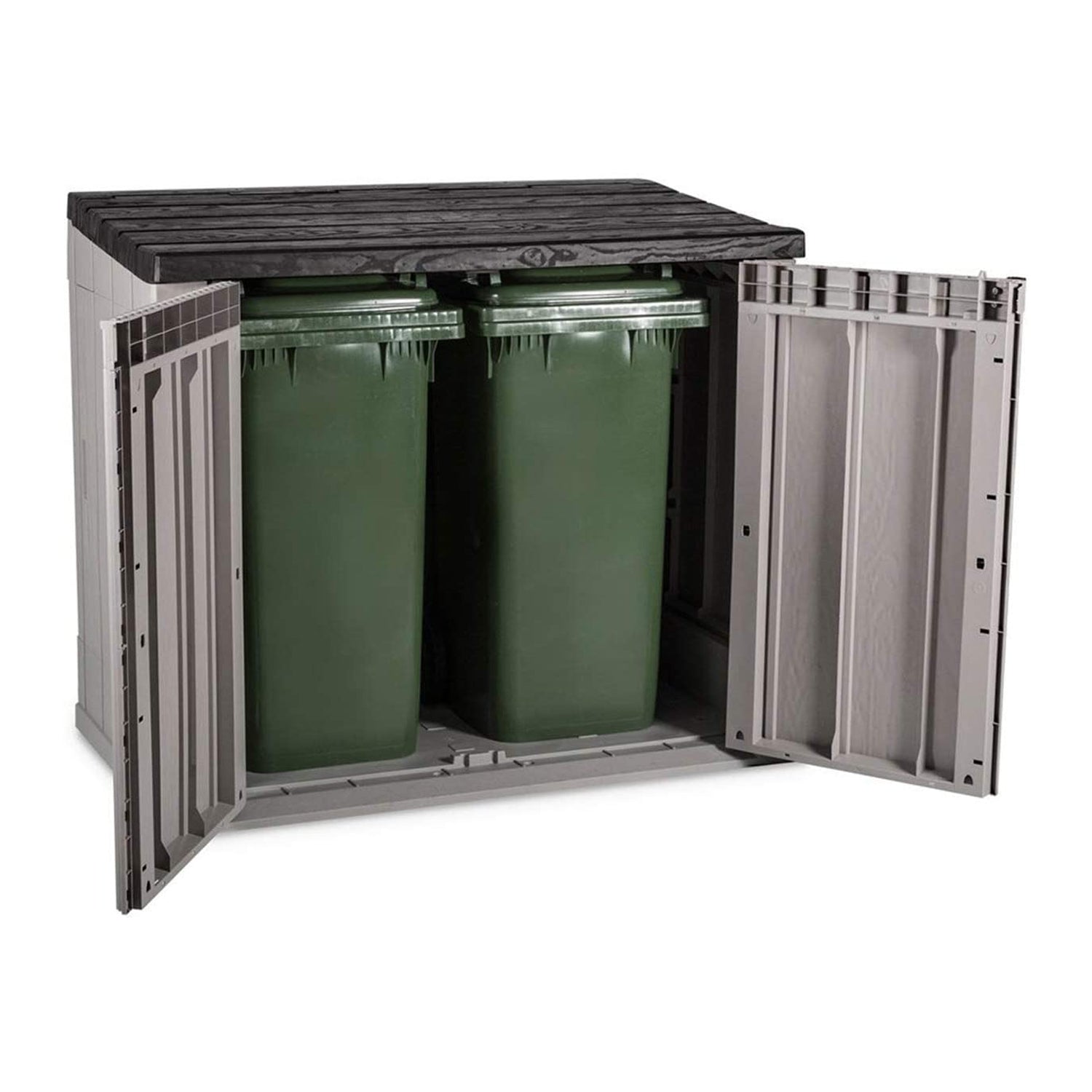 Toomax Stora Way Plastic 2 Door Top Lid Shed Cabinet Taupe Grey Brown (Open Box) - VMInnovations